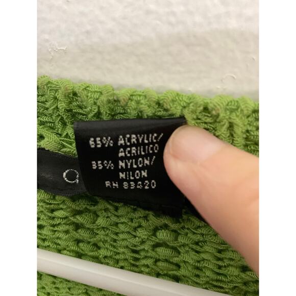 VTG August Silk Green Ribbon Knit Ruffle Hem Cardigan Sweater Sz XL Cottagecore - Picture 6 of 6